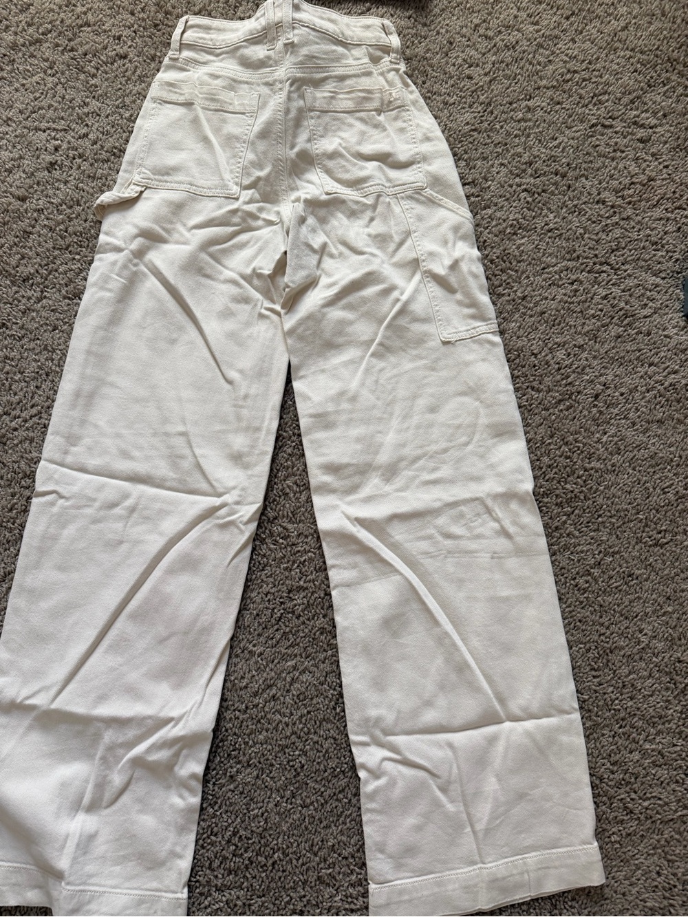American Eagle Outfitters Cream Canvas Carpenter Pants